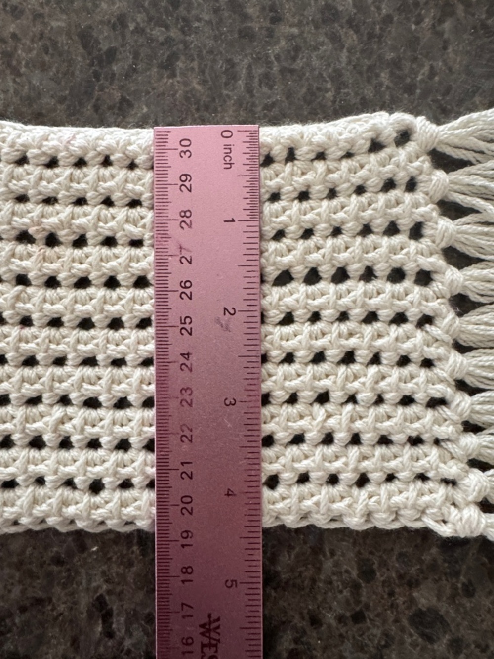 Handmade Crochet Mug Rug with Fringe /Placemat / Trivet  Off-White 100% Cotton - Picture 6 of 7
